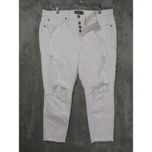 Torrid Jeans Womens 14R White Denim High Rise Straight Frayed Hem Button Fly